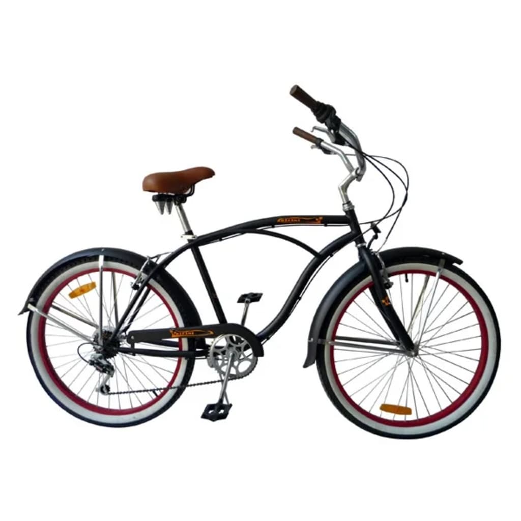 Beachcruiser, Mat Zwart Met Versnellingen