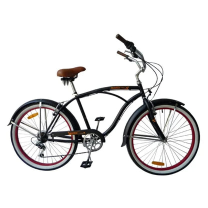 Beachcruiser, Mat Zwart Met Versnellingen