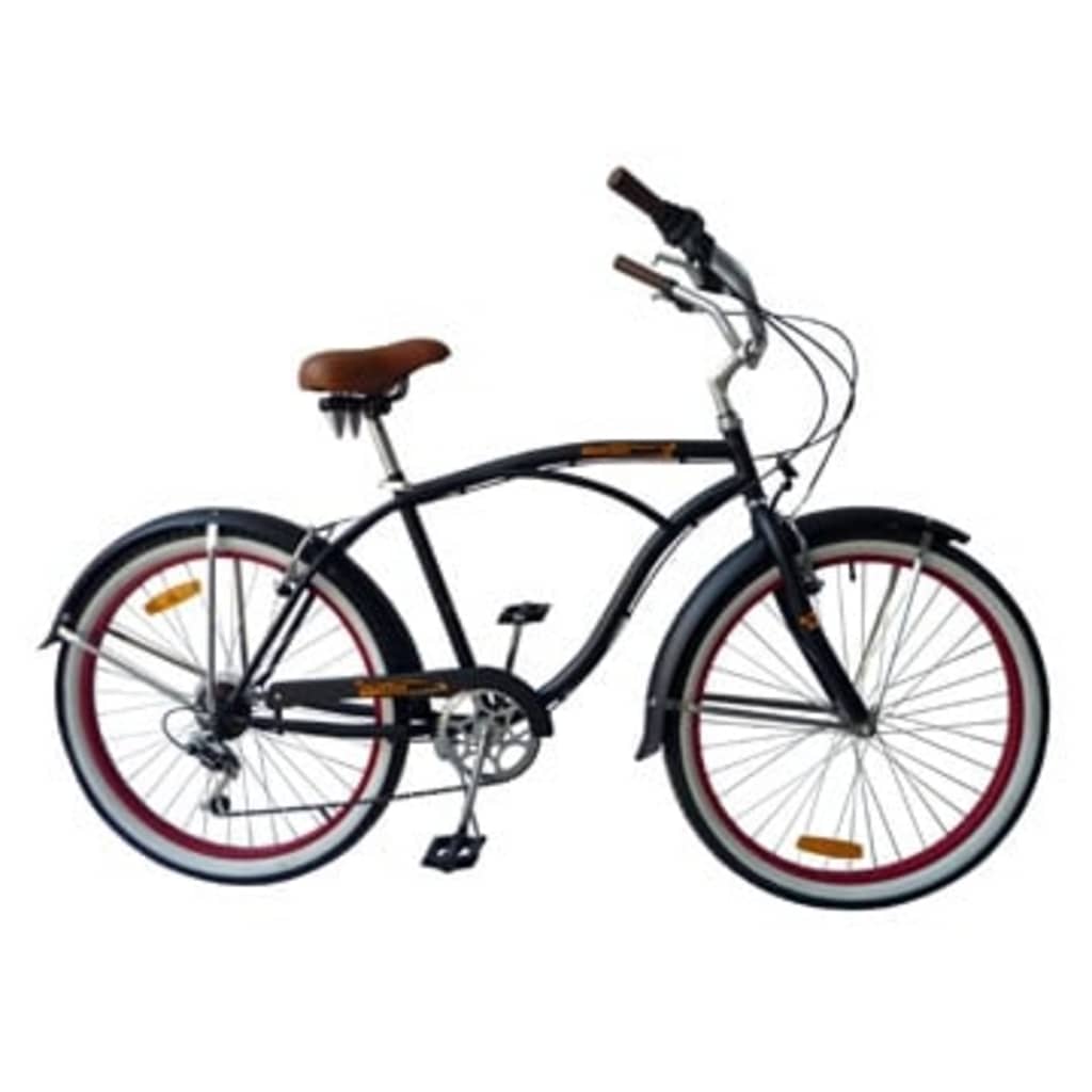 Beachcruiser, Mat Zwart Met Versnellingen