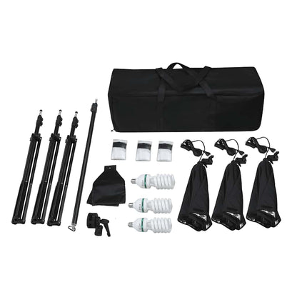 Verlichtingsset Met 3 Fotolampen Met Statief En Softbox Lichtbruin