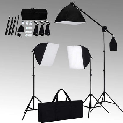 Verlichtingsset Met 3 Fotolampen Met Statief En Softbox Lichtbruin