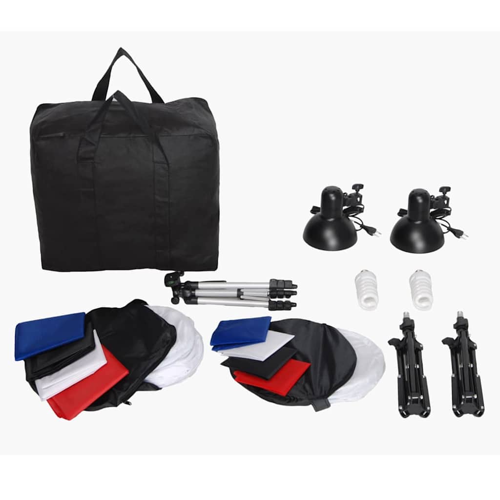 Minifotostudio Met 8 Achtergronden, 3 Statieven En 2 Lampen 14