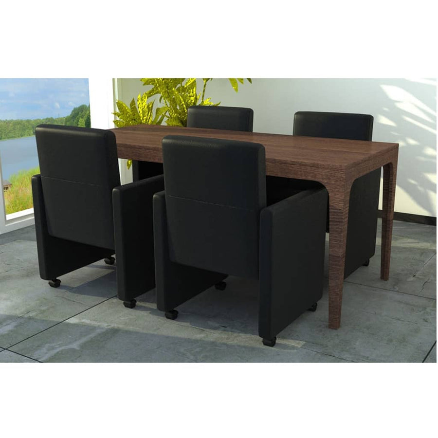 Eetkamerstoelen Kunstleer 4 Zwart
