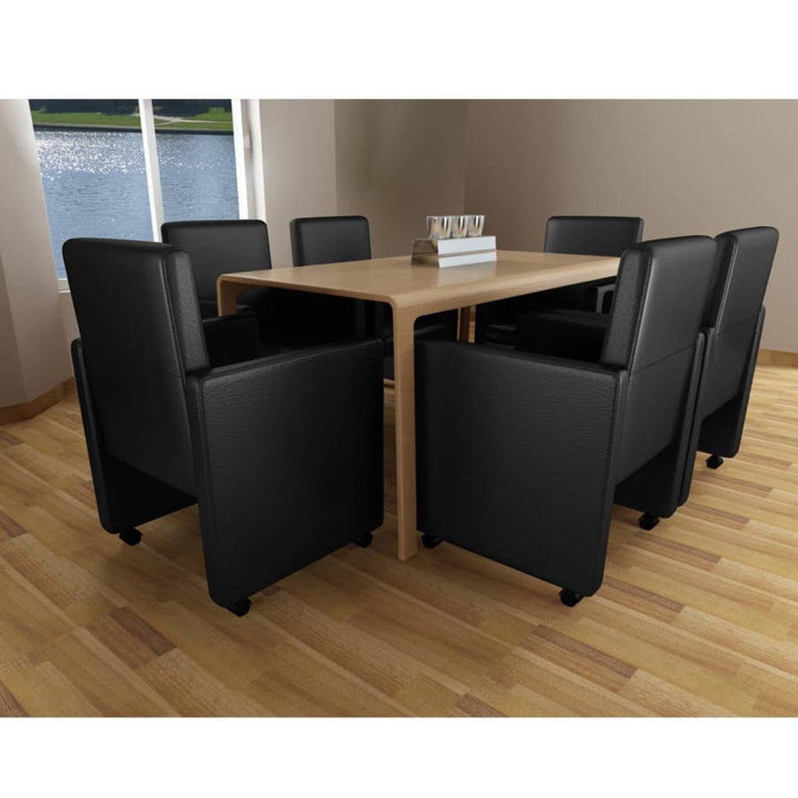 Eetkamerstoelen Kunstleer 6 Zwart