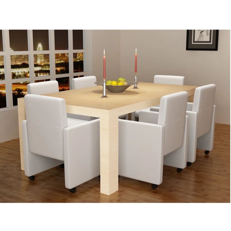 Eetkamerstoelen Kunstleer 6 Wit