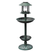 Vogelbad voederhuisje solarverlichting groen 39x39x97 cm