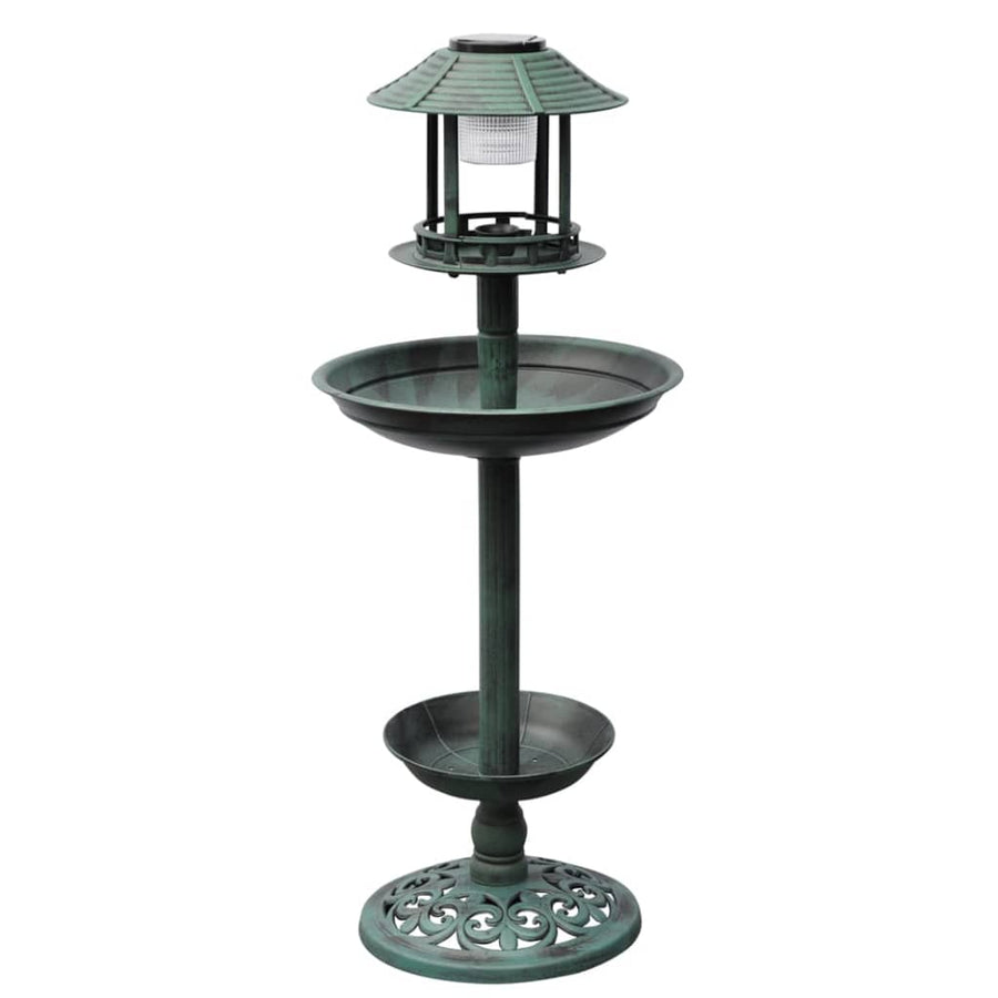 Vogelbad/Voederhuisje Met Solarverlichting Groen