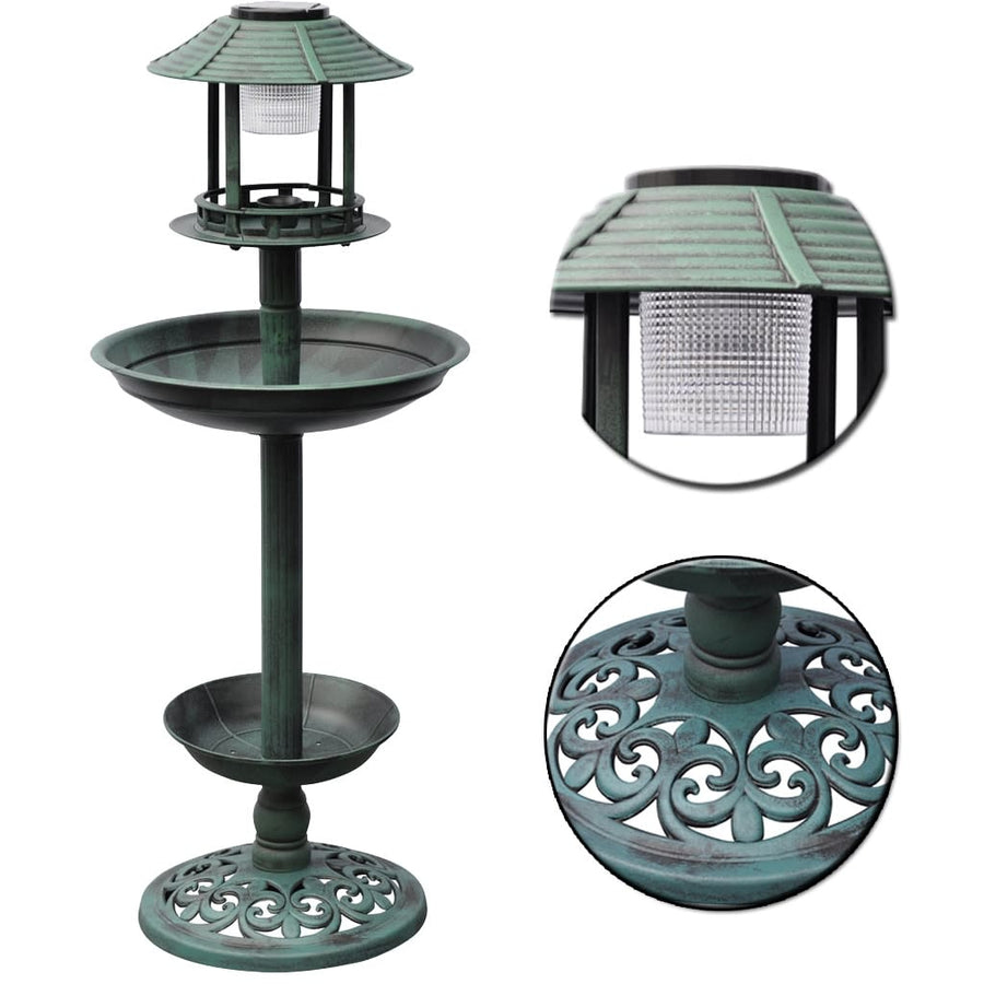 Vogelbad/Voederhuisje Met Solarverlichting Groen