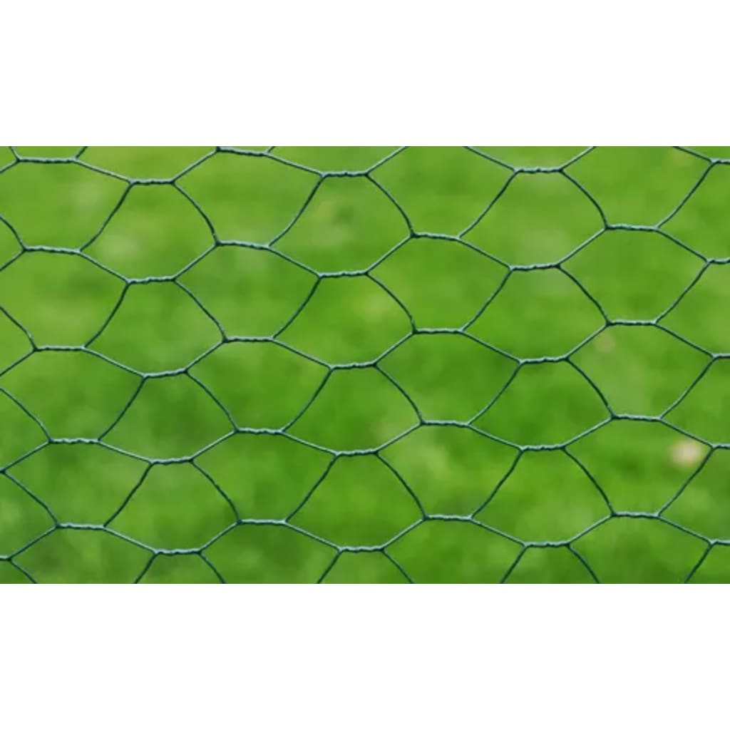 Draadgaas zeshoekig 1x25 m gegalvaniseerd staal donkergroen 1 m