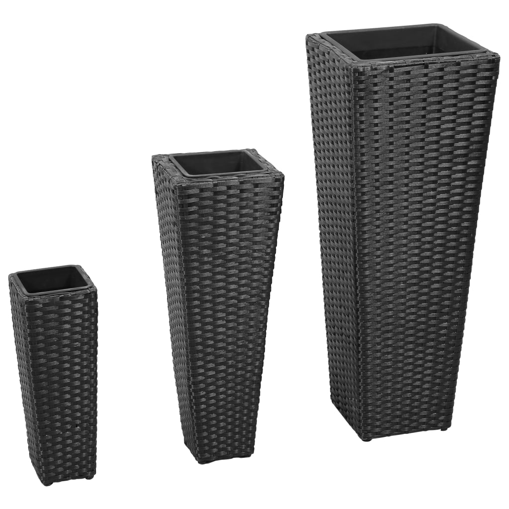 Plantenbakken Verhoogd Poly Rattan Zwart