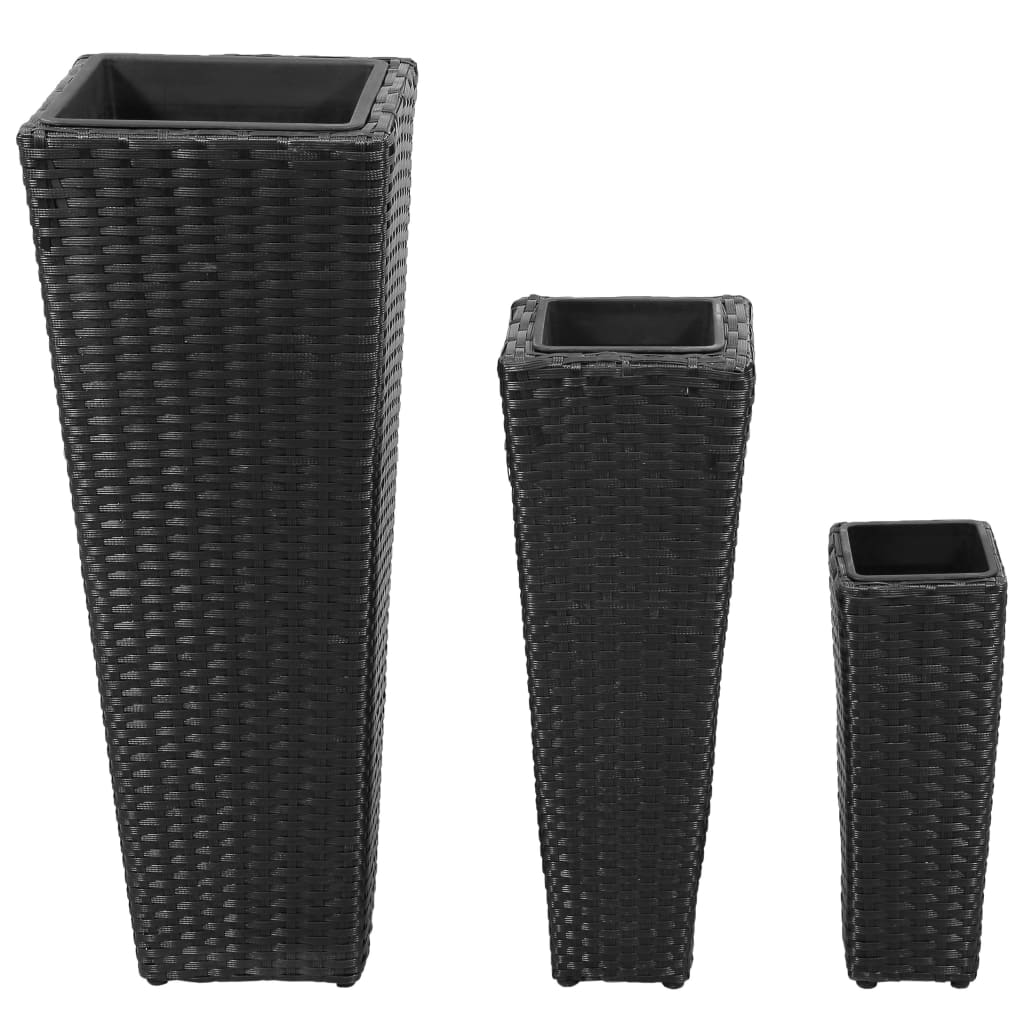 Plantenbakken Verhoogd Poly Rattan Zwart