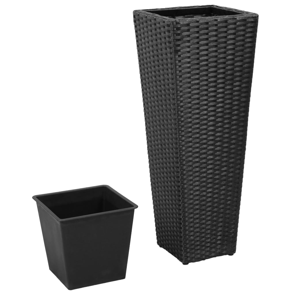 Plantenbakken Verhoogd Poly Rattan Zwart