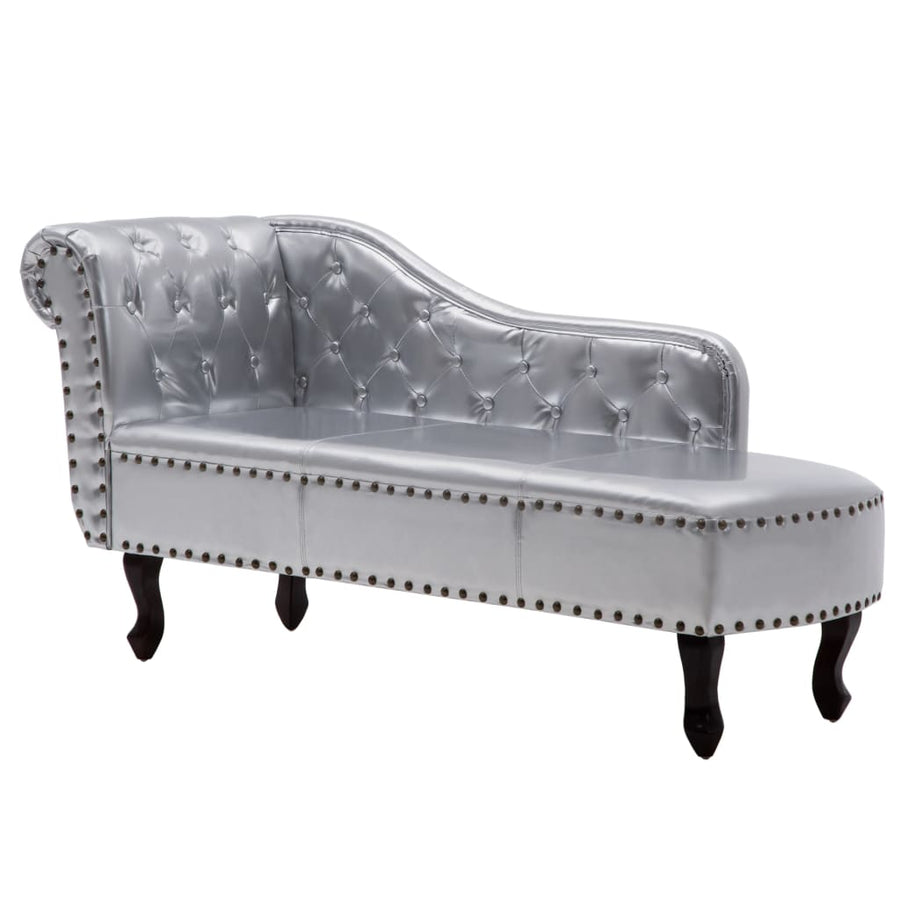 Chaise longue kunstleer zilverkleurig