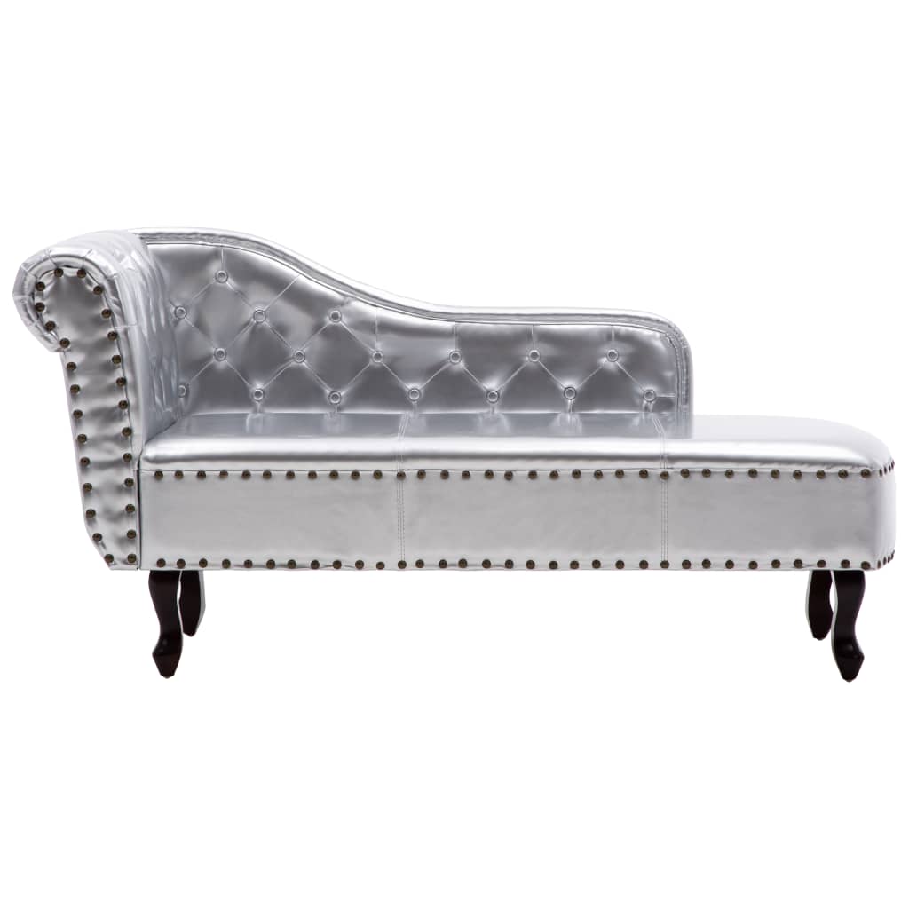 Chaise longue kunstleer zilverkleurig