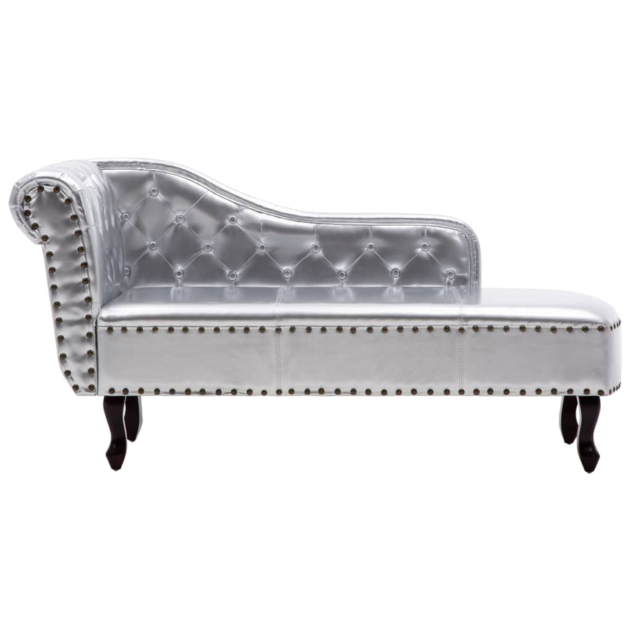Chaise longue kunstleer zilverkleurig