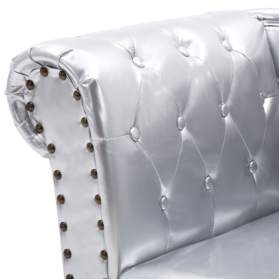 Chaise longue kunstleer zilverkleurig