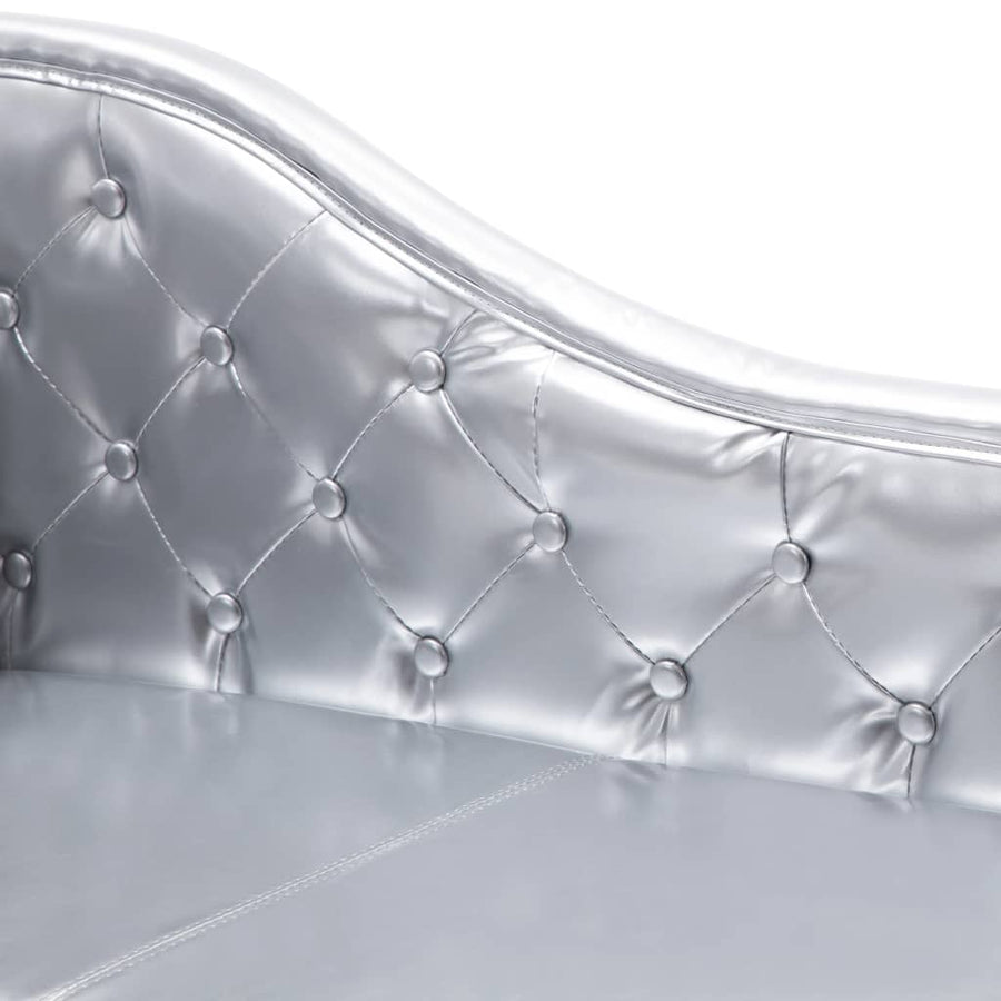 Chaise longue kunstleer zilverkleurig