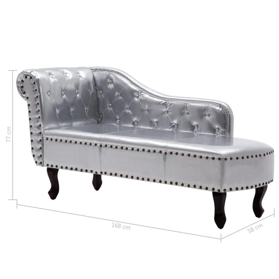 Chaise longue kunstleer zilverkleurig
