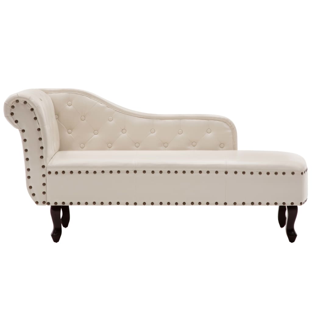 Chaise Longue Kunstleer Crème Wit