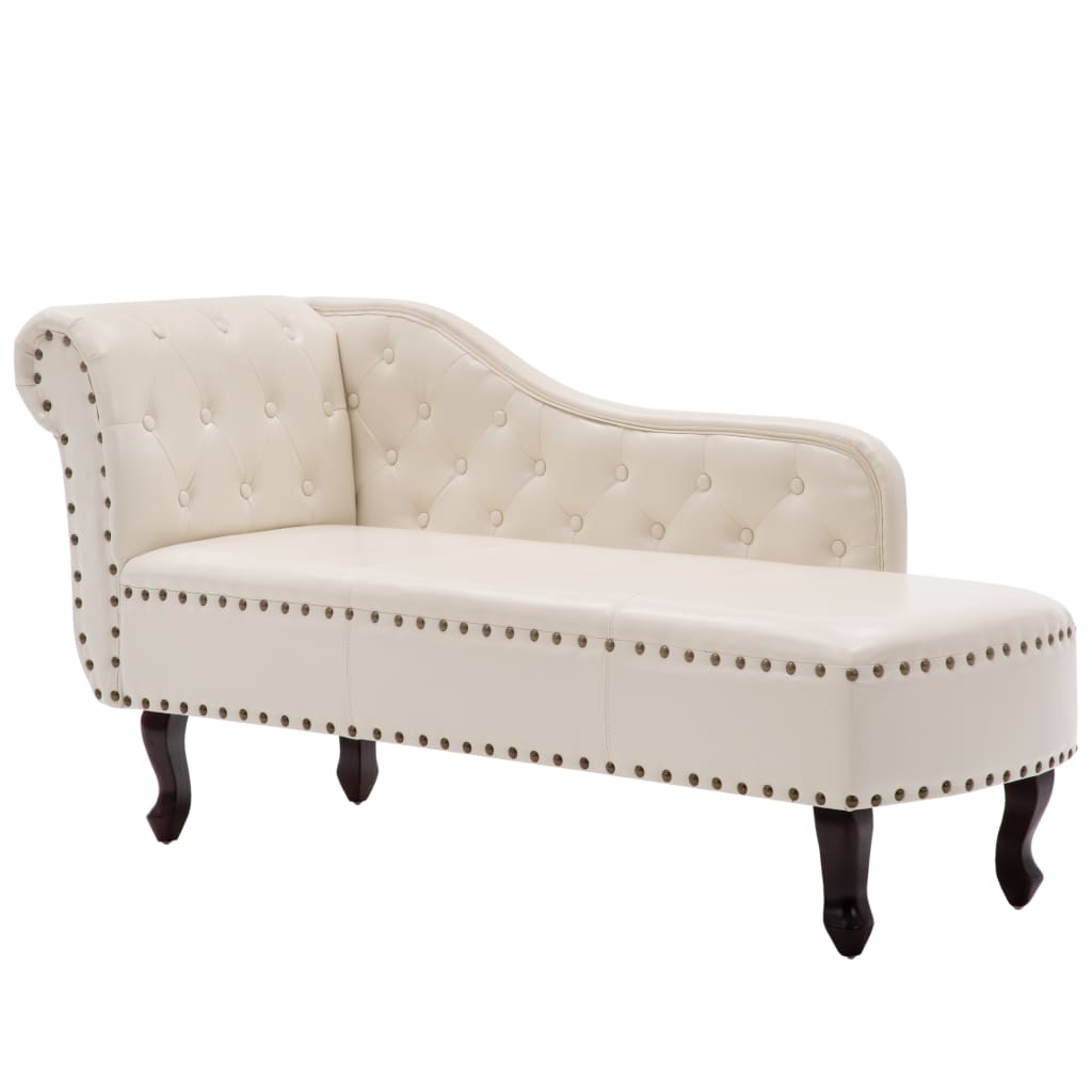 Chaise Longue Kunstleer Crème Wit