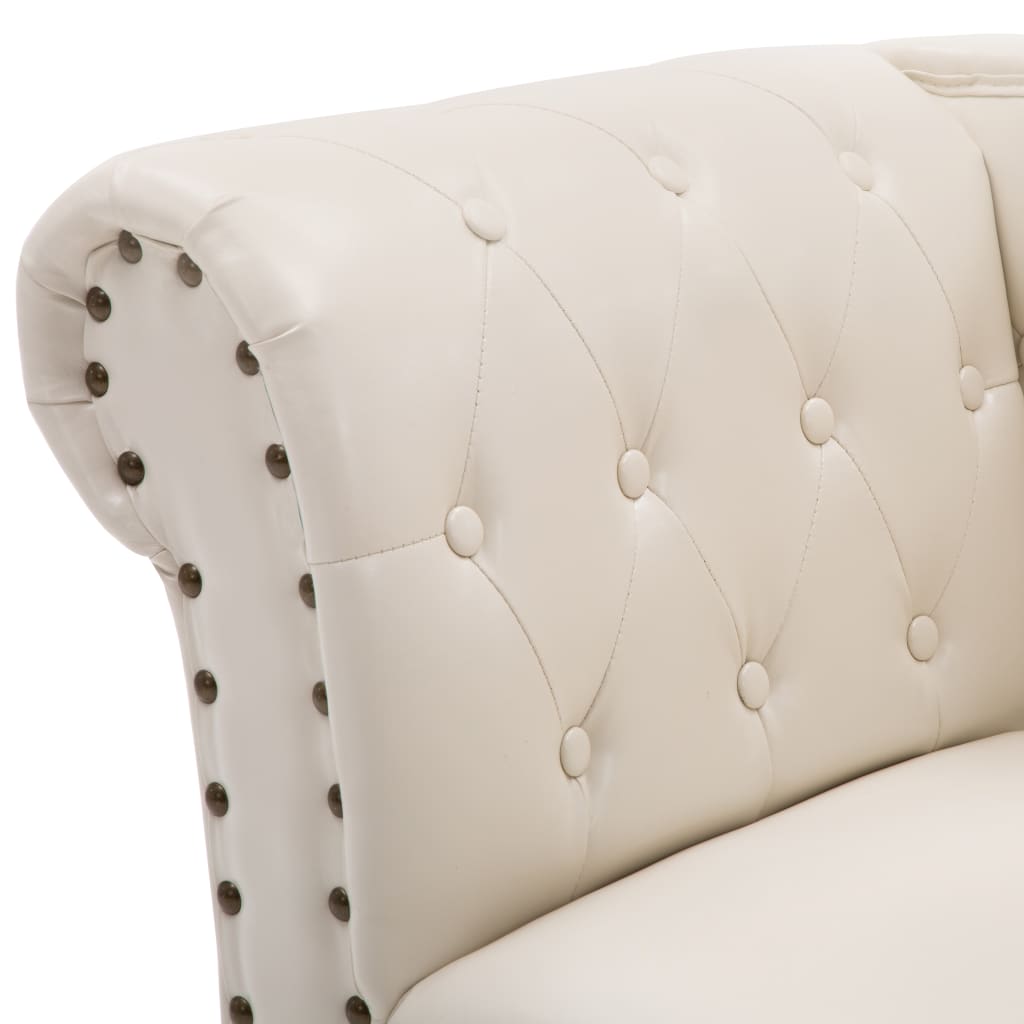 Chaise Longue Kunstleer Crème Wit