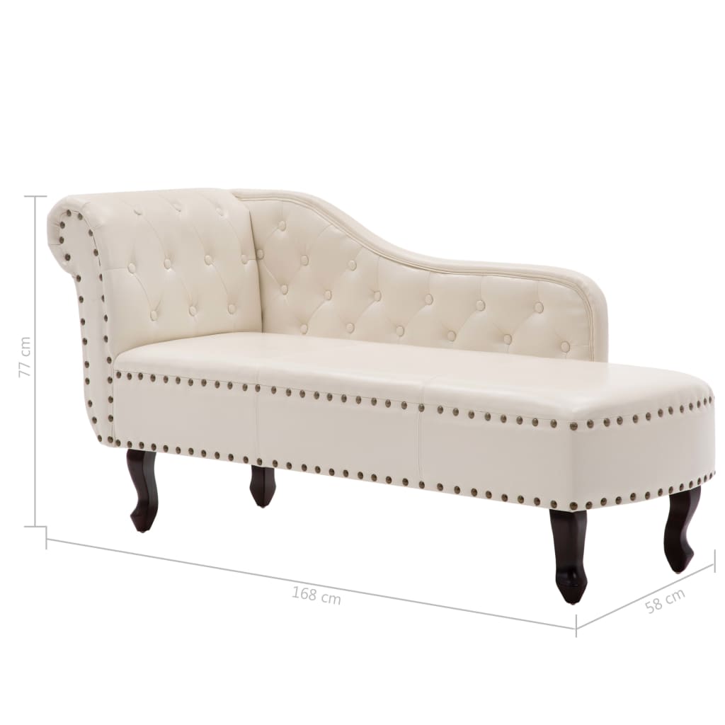 Chaise Longue Kunstleer Crème Wit