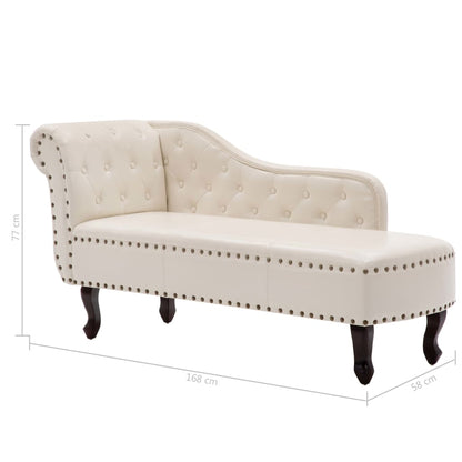 Chaise Longue Kunstleer Crème Wit