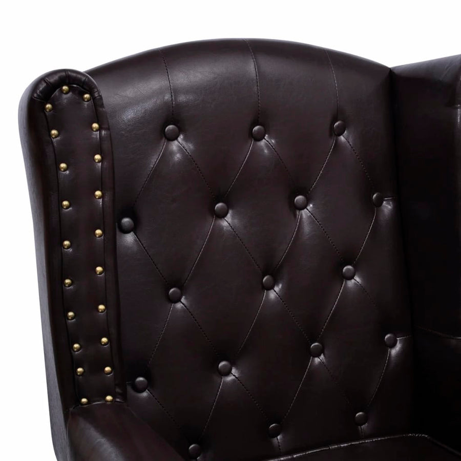 Fauteuil Met Voetenbankje Kunstleer Donkerbruin
