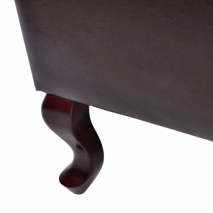 Fauteuil Met Voetenbankje Kunstleer Donkerbruin