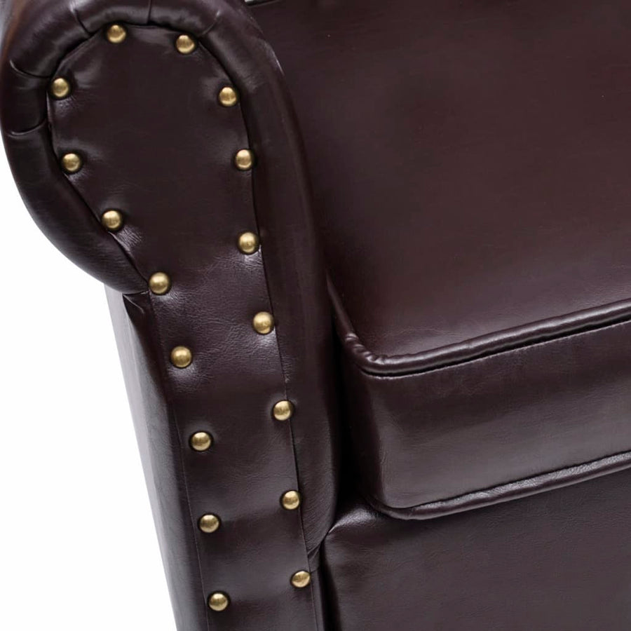 Fauteuil Met Voetenbankje Kunstleer Donkerbruin