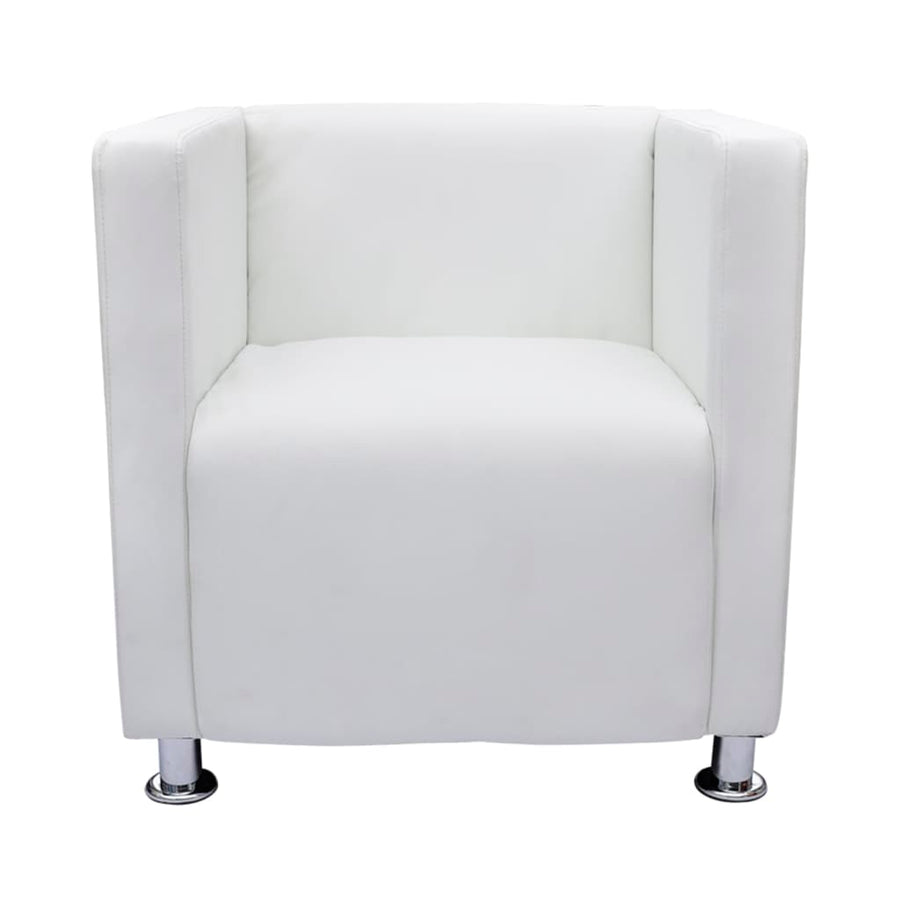 Fauteuil Kubus Kunstleer Wit