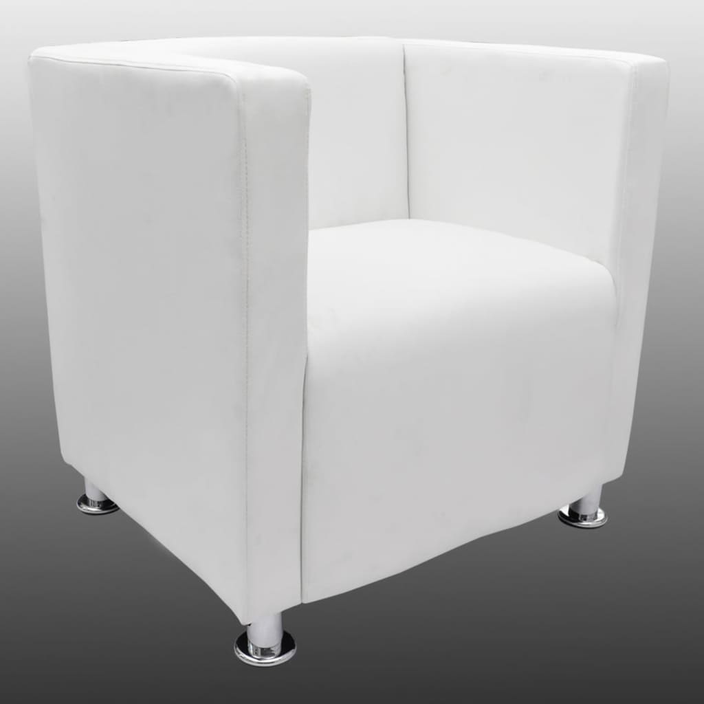 Fauteuil Kubus Kunstleer Wit