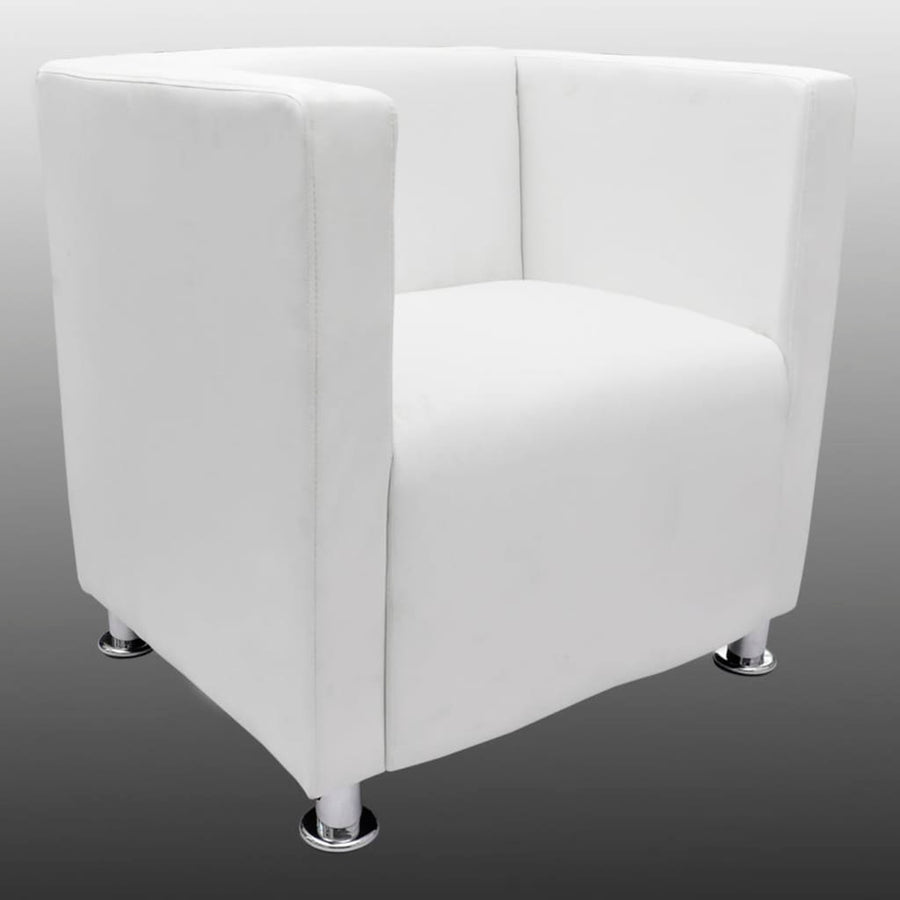Fauteuil Kubus Kunstleer Wit