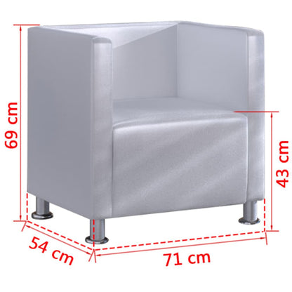 Fauteuil Kubus Kunstleer Wit