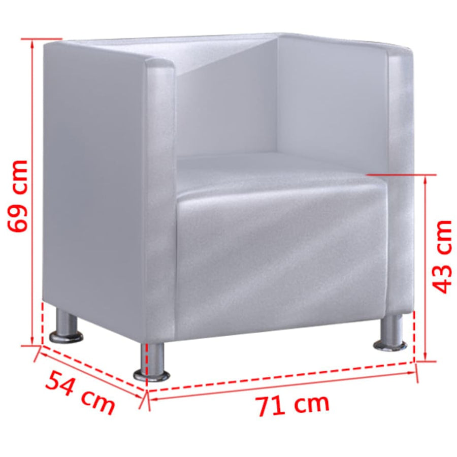 Fauteuil Kubus Kunstleer Wit