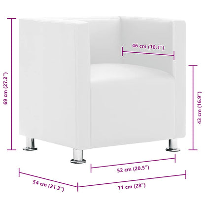 Fauteuil Kubus Kunstleer Wit
