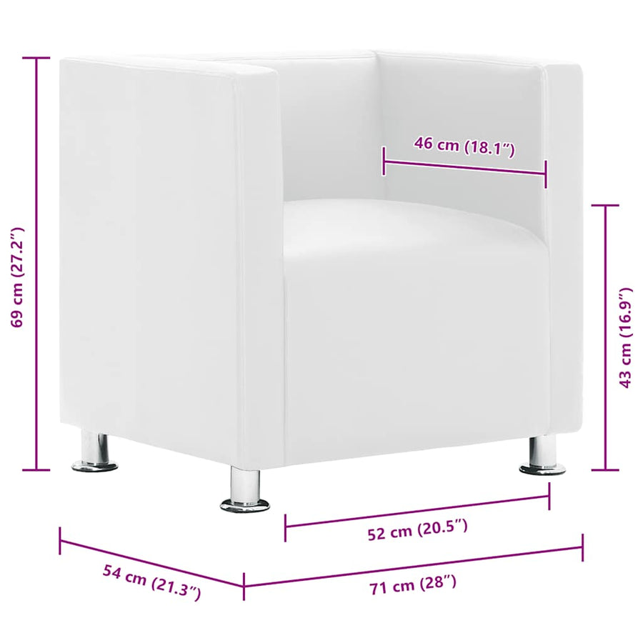 Fauteuil Kubus Kunstleer Wit