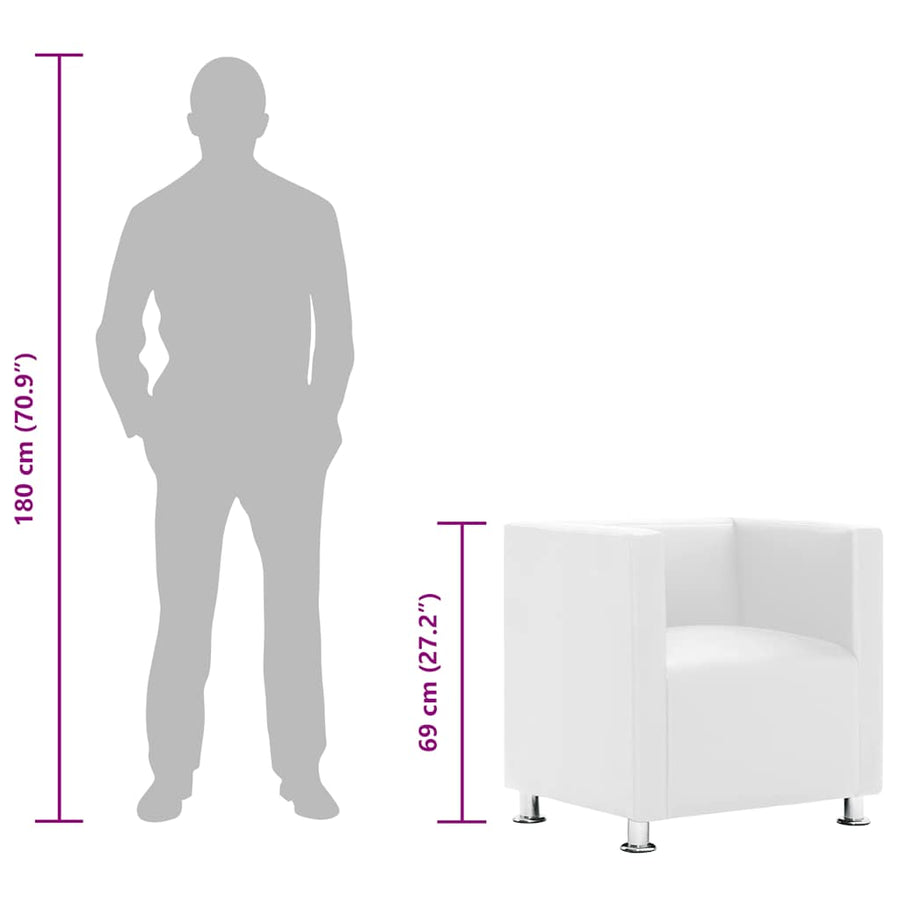 Fauteuil Kubus Kunstleer Wit