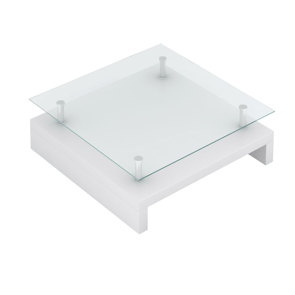 Salontafel met glazen tafelblad wit