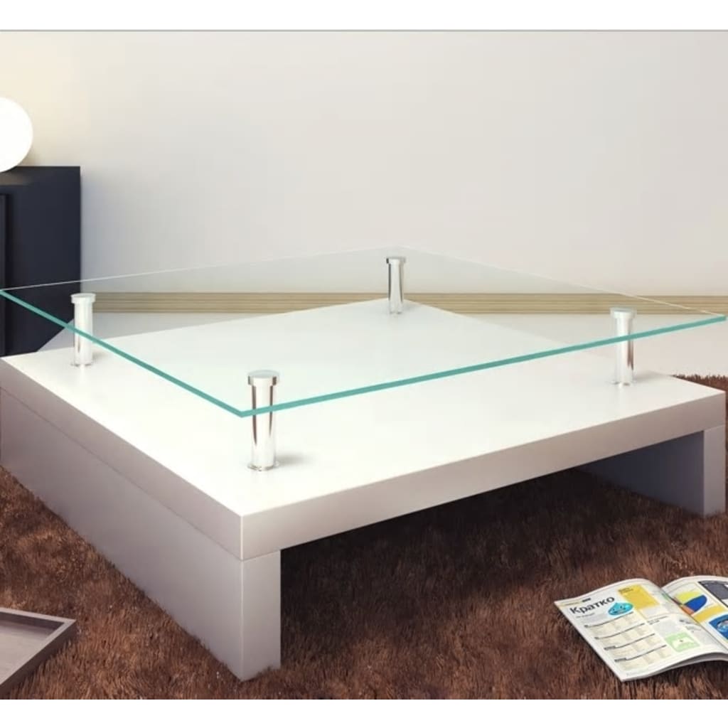 Salontafel met glazen tafelblad wit