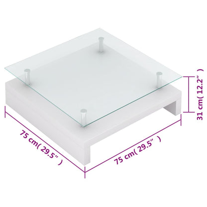 Salontafel met glazen tafelblad wit