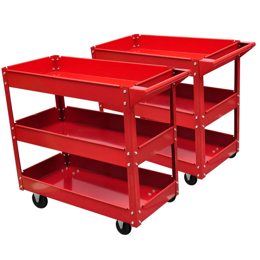 Gereedschapswagens 2 St Met 3 Schappen Rood 3 lagen