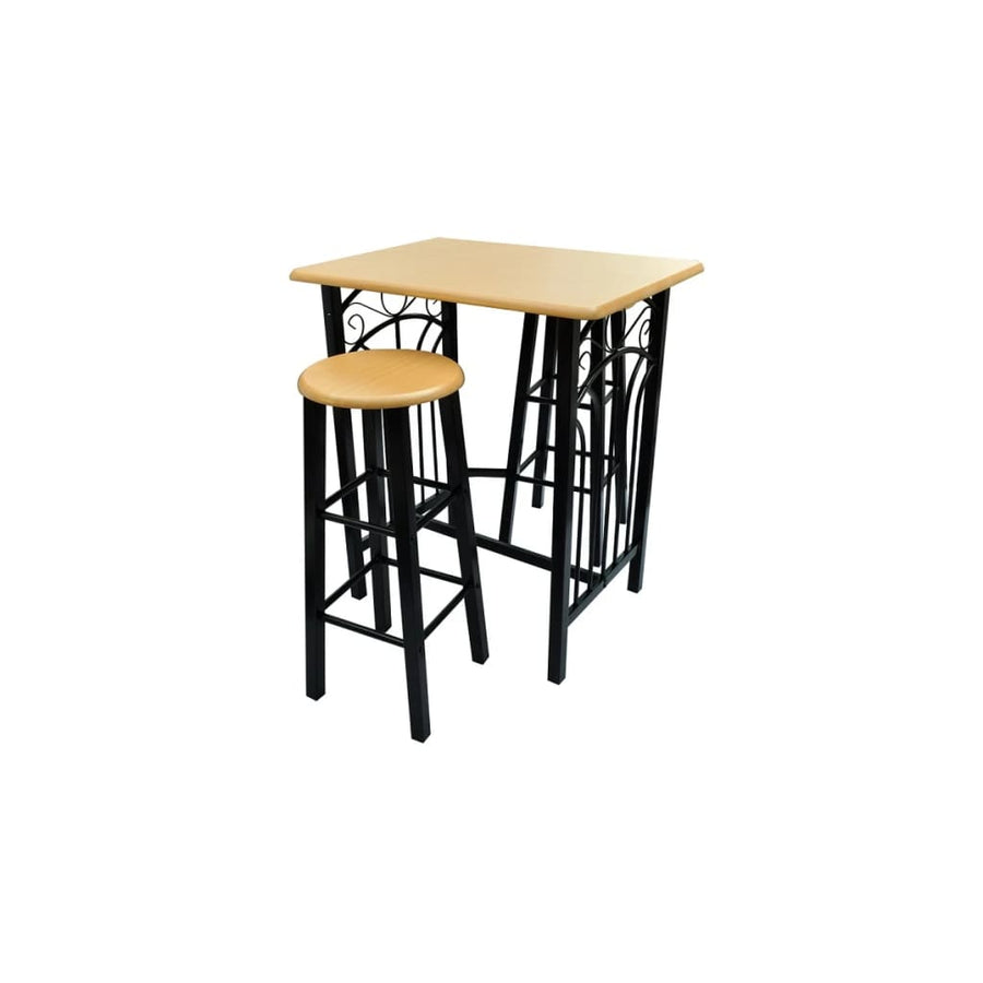 Eetset hout met zwart staal tan Zwart en tan