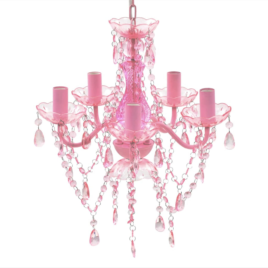 Krystallkrone 5 Pærer Rosa Roze