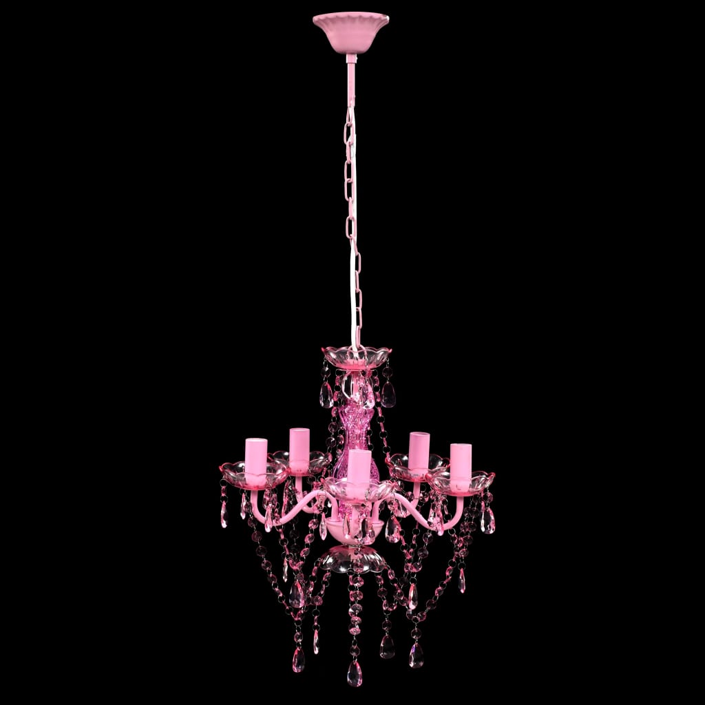 Krystallkrone 5 Pærer Rosa Roze