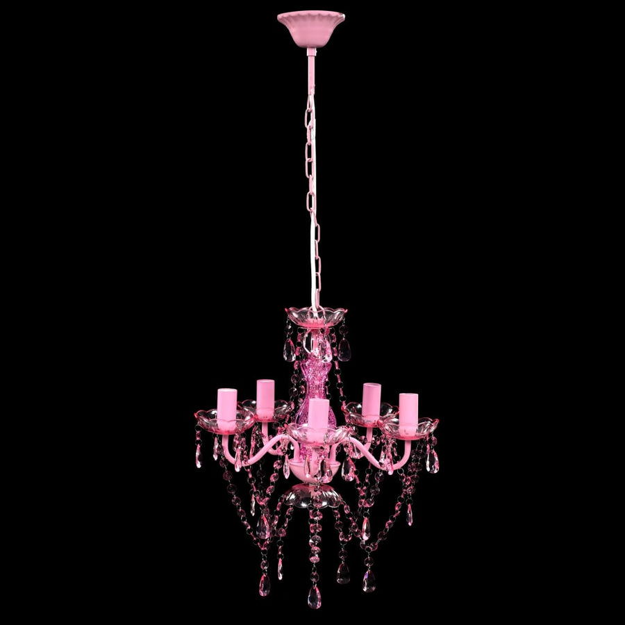 Krystallkrone 5 Pærer Rosa Roze