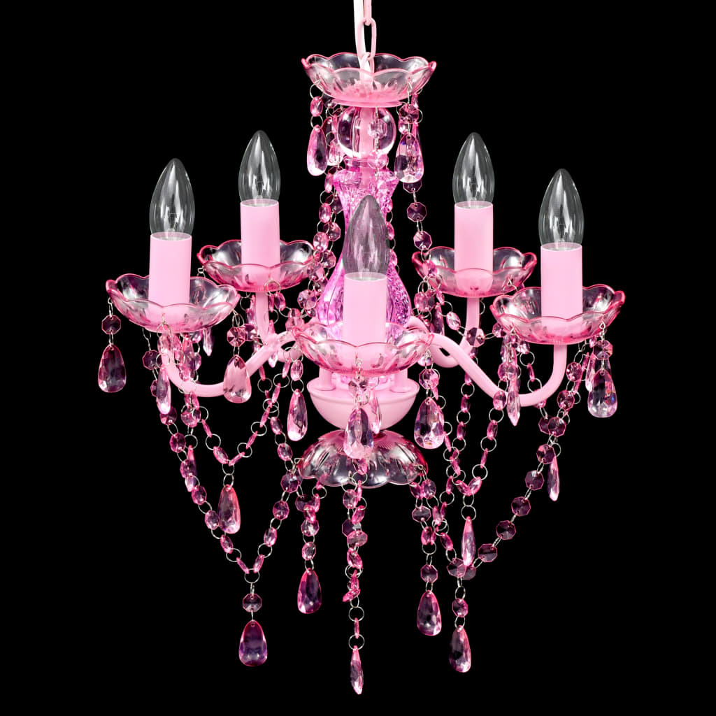 Krystallkrone 5 Pærer Rosa Roze