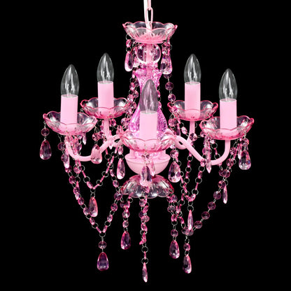 Krystallkrone 5 Pærer Rosa Roze