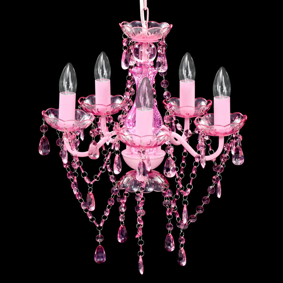 Krystallkrone 5 Pærer Rosa Roze