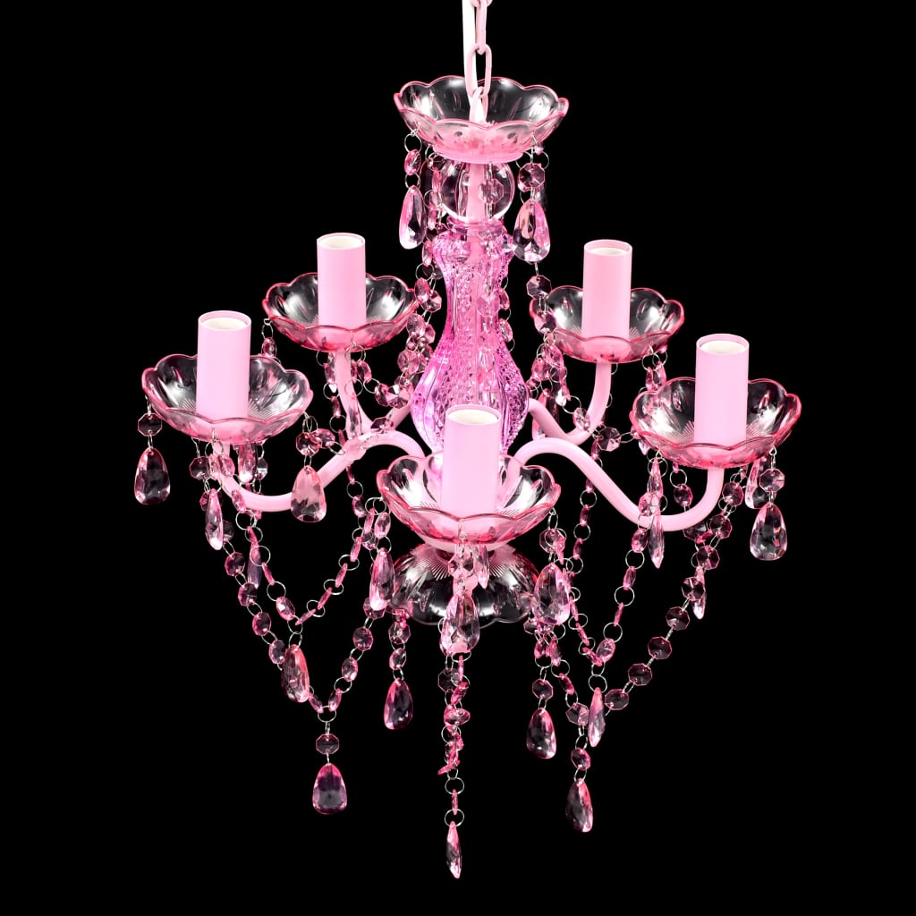 Krystallkrone 5 Pærer Rosa Roze